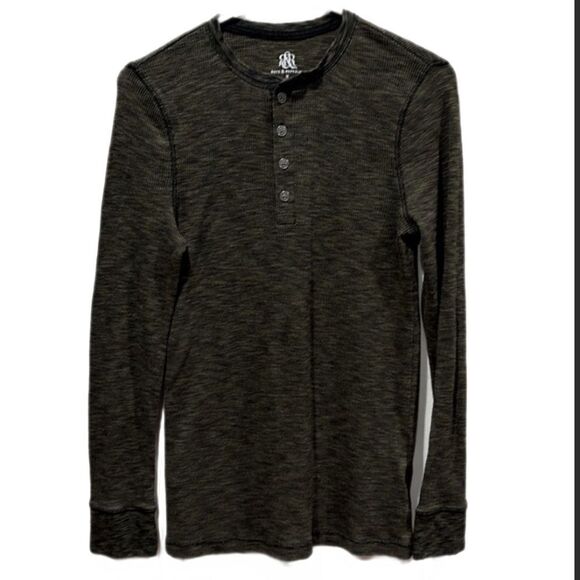 Rock & Republic Men’s Thermal Henley Long Sleeve Tee — Size M - Picture 2 of 5